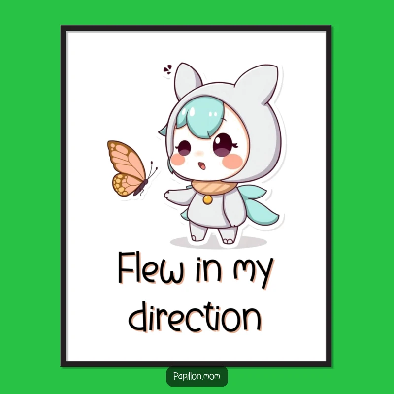 Funny Butterfly Surprise Poster: Charming Character Delight Wall Art, Unique Funny Gift