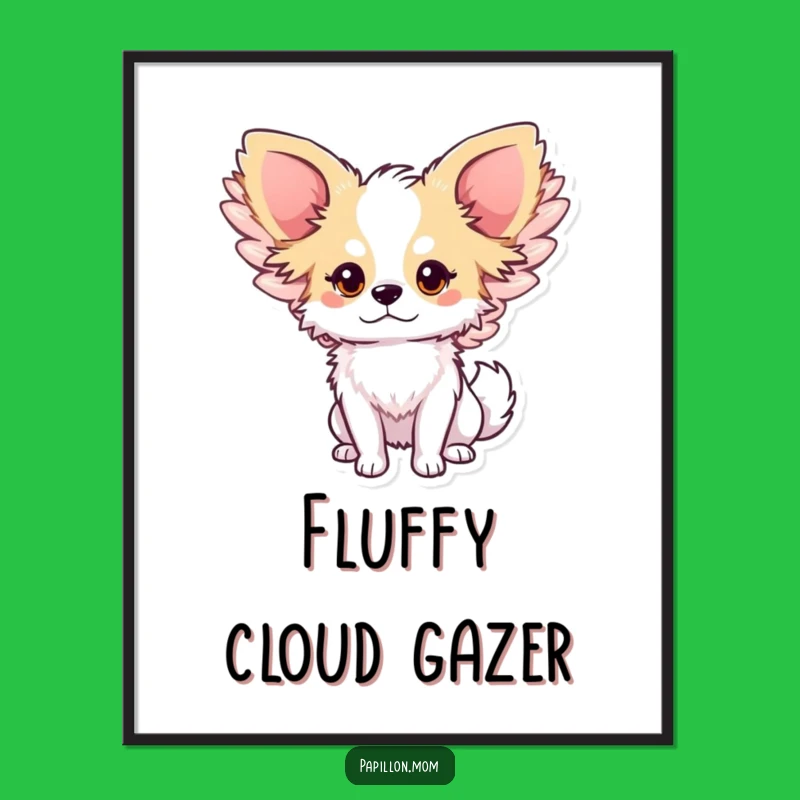 Funny Papillon Angel Wings Poster - Dreamy Dog Wall Art Gift