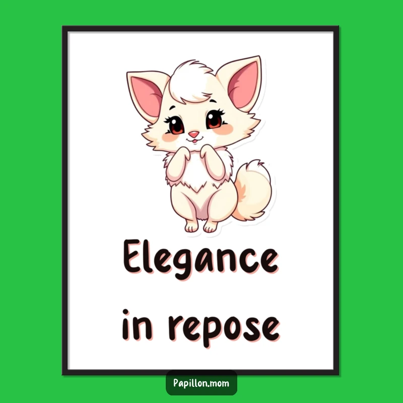 Funny Papillon Bow Poster: Graceful Dog Art, Hilarious Wall Decor Gift!