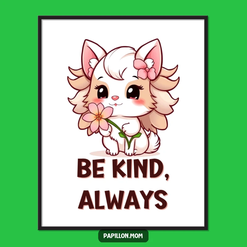 Funny Papillon Lady Poster: Flower Offering – Sweet Wall Art!