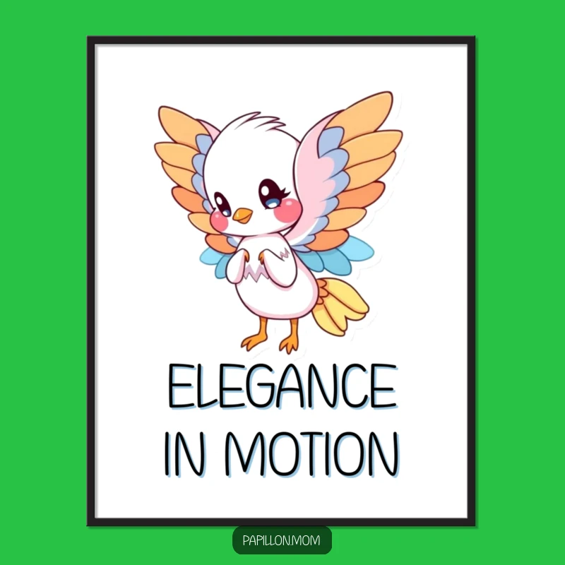 Funny Papillon Poster: Elegant Fanning Dog with Wings Art, Chic Funny Gift