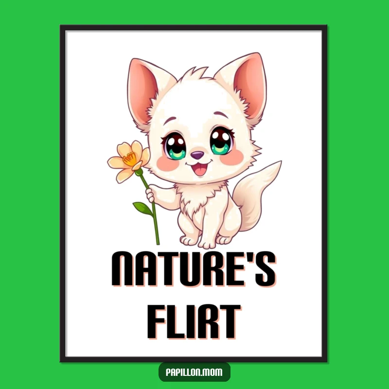 Funny Papillon Poster: Expressive Papillon Flower Art - Charming Funny Gift for Decor!