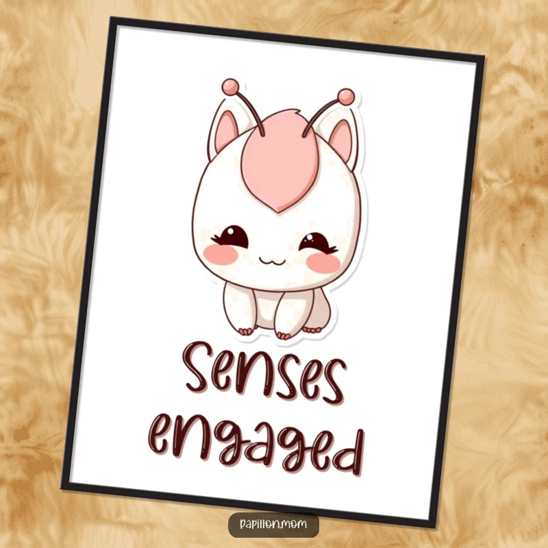 Funny poster of a character with a gentle smile and lively, twitching antennae, conveying a sense of curiosity and playful animation.