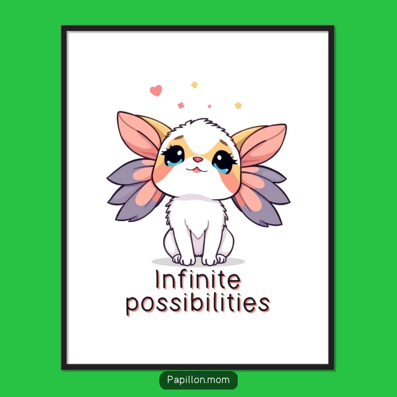 Funny Papillon Sky Poster: Wonderous Dog Art, Hilarious Wall Decor Gift!