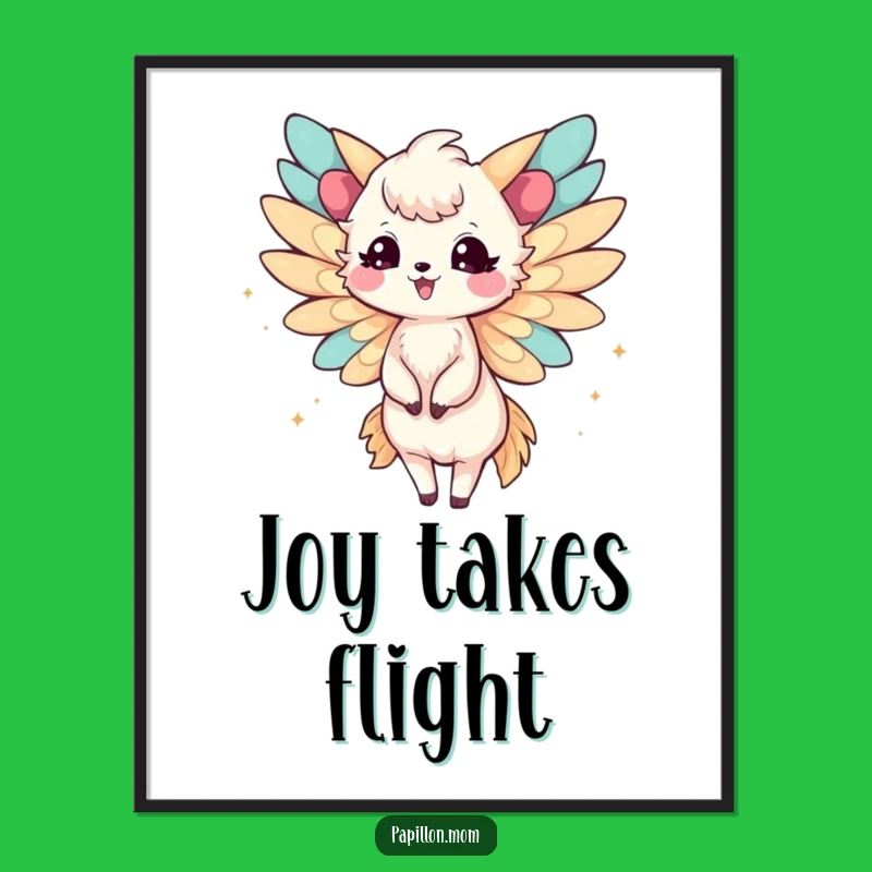 Funny Papillon Lady Poster: Joyful Fluttering Wings – Add Cheer to Walls!