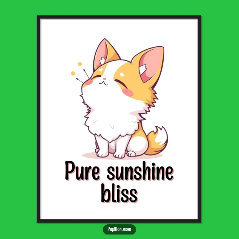 Funny Papillon Sun Lover Poster - Tranquil Wall Art for Dog Fans!