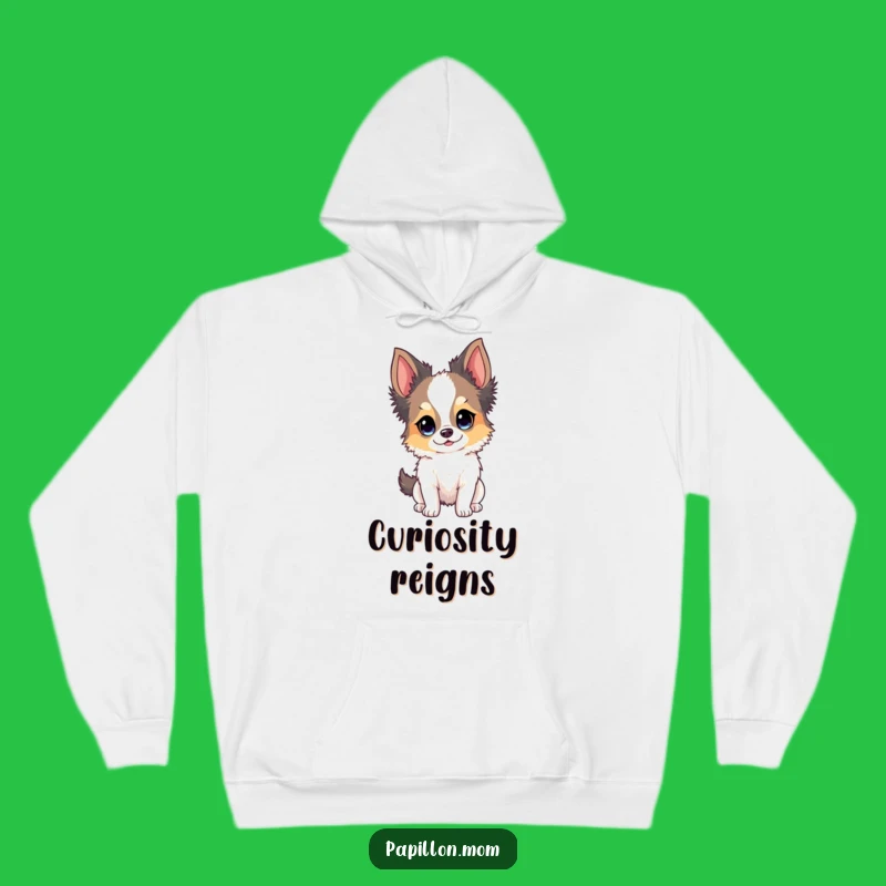 Cozy Funny Papillon Curious Expression Hoodie - Warm Funny Gift for Dog Fans