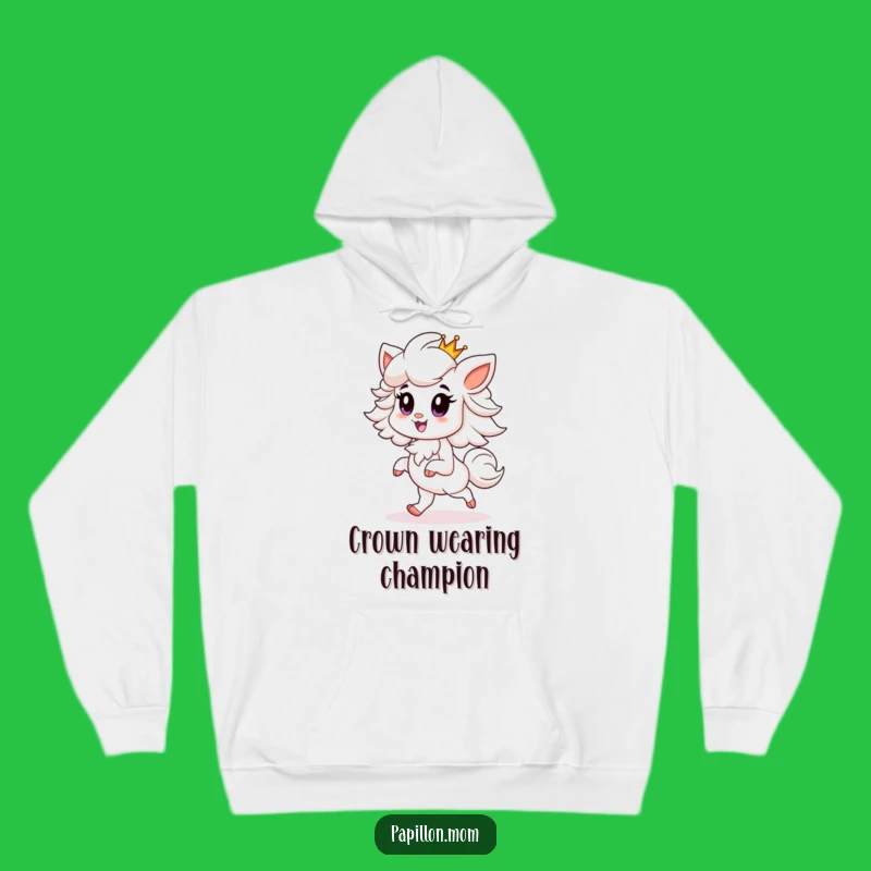 Funny Papillon Hoodie: Cozy Regal Dog with Crown, Warm Funny Gift