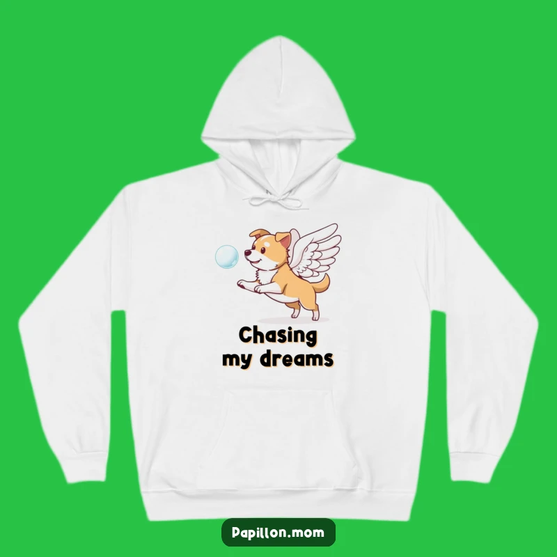 Funny Winged Dog Hoodie: Cozy Pup Chasing Bubble, Ideal Funny Gift!