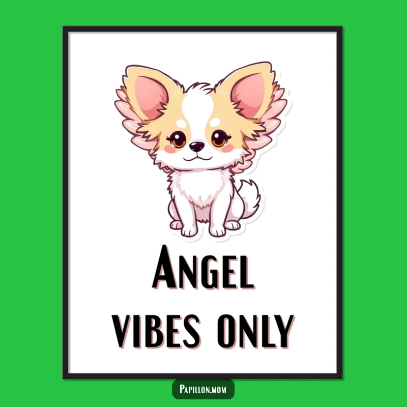 Free Printable Wall Art: Papillon Dog with Wings - Dreamy Downloadable Decor