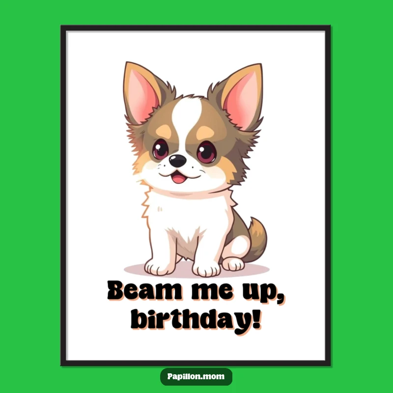 Free Printable Wall Art: Funny Kawaii Papillon Dog, Cute Downloadable Decor!