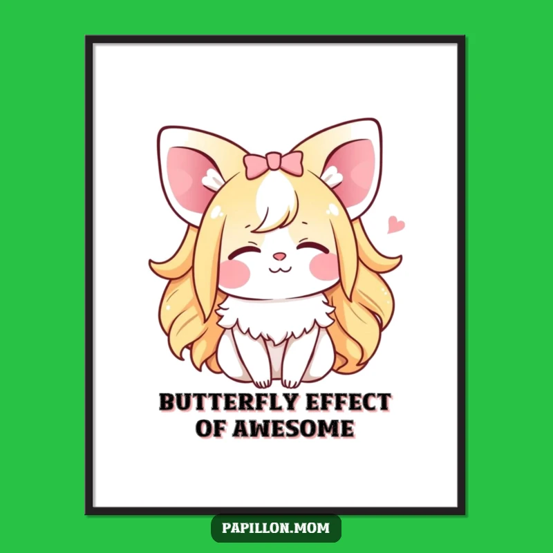 Free Printable Kawaii Papillon Wall Art: Funny Lady Sighing Downloadable Decor