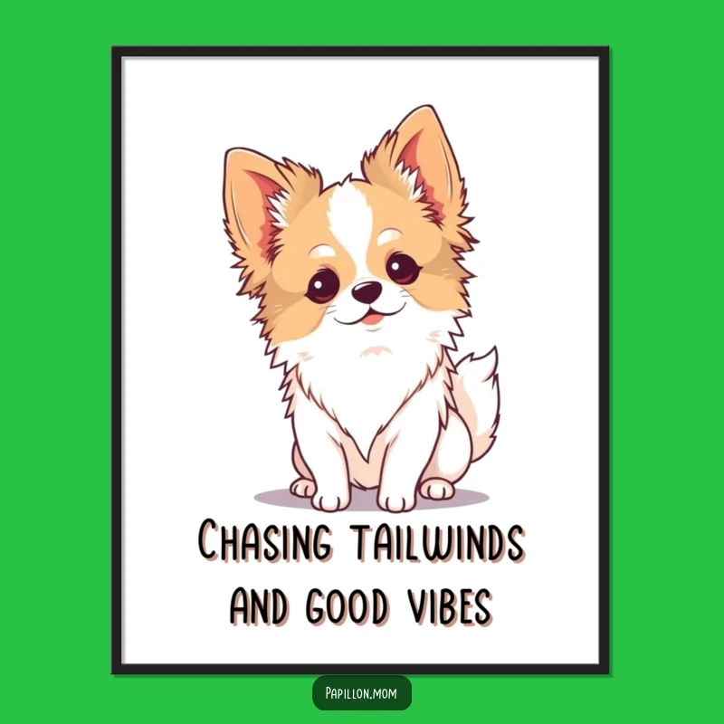 Free Printable Wall Art: Serene Kawaii Papillon Dog - Calm Vibe Downloadable Art