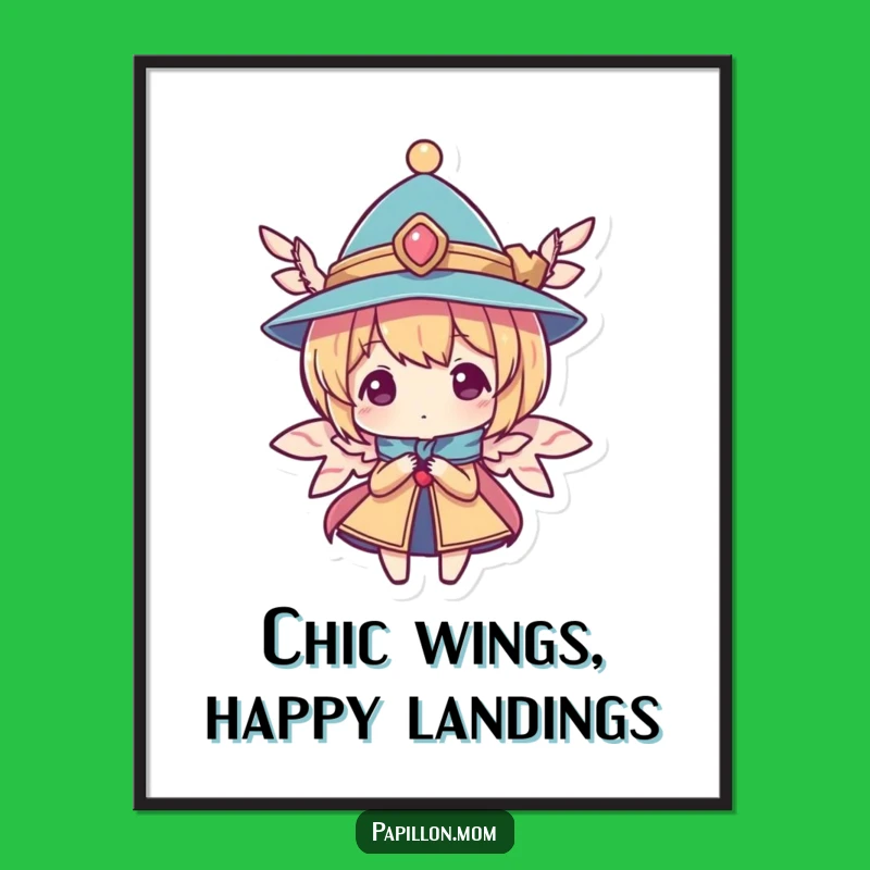 Free Printable Wall Art: Hat & Wings Character, Funny Downloadable Art for Elegant Decor