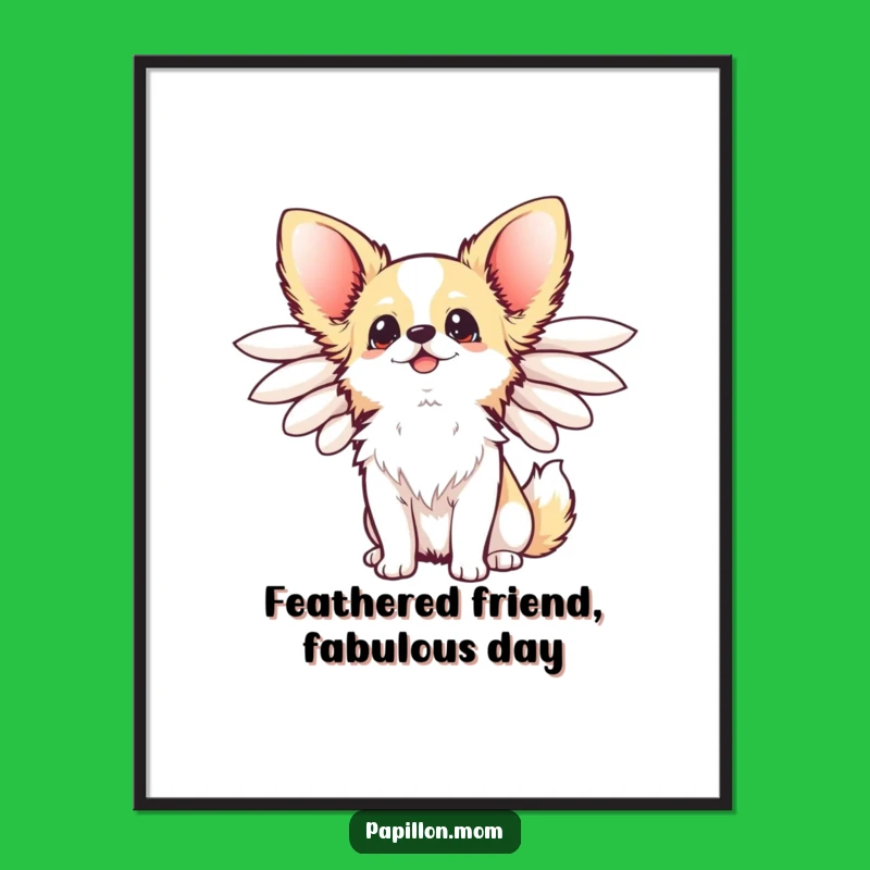 Free Printable Wall Art: Funny Kawaii Papillon Dog, Cute Downloadable Decor!