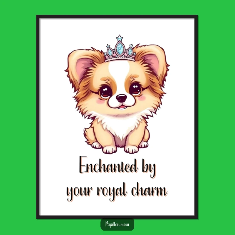 Free Printable Papillon Art: Enchanted Tiara Dog Wall Decor Downloadable