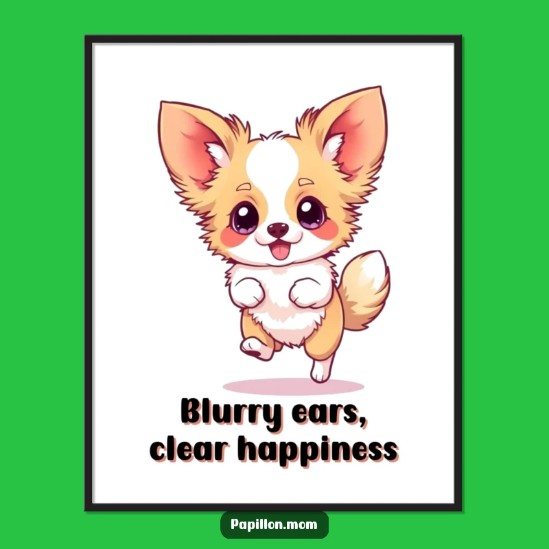 Free Printable Papillon Wall Art: Hilarious Silly Hop Pup Downloadable Art