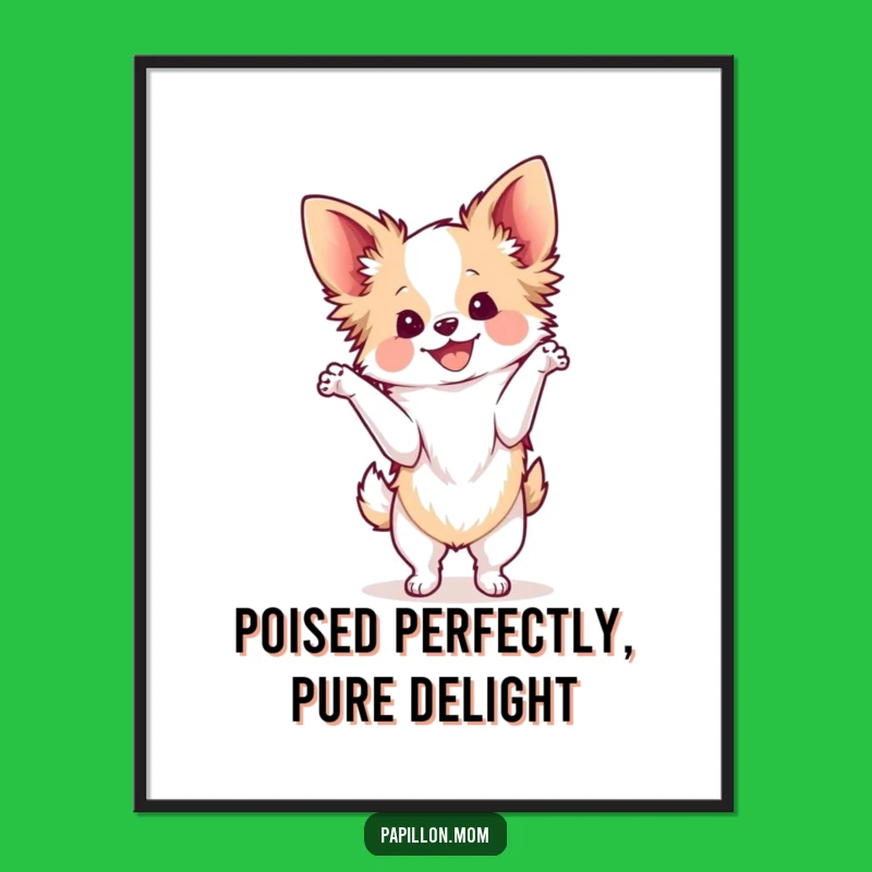 Free Printable Wall Art: Graceful Kawaii Papillon Dog Delightful Decor Downloadable