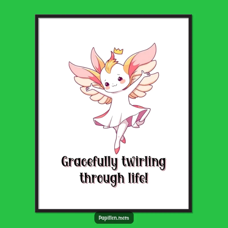 Free Printable Wall Art: Graceful Papillon Lady Twirling - Downloadable Decor!