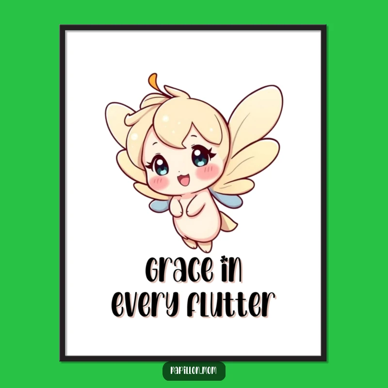 Free Printable Wall Art: Happy Fluttering Character, Funny Downloadable Art for a Cheerful Space