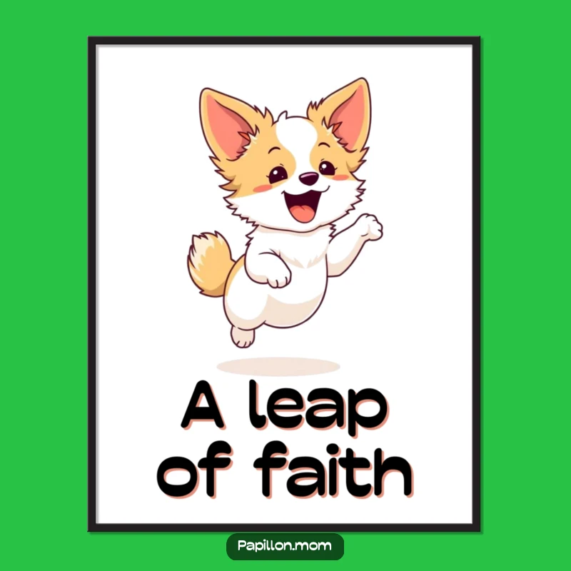 Free Printable Wall Art: Papillon Dog Leap - Energetic Downloadable Decor