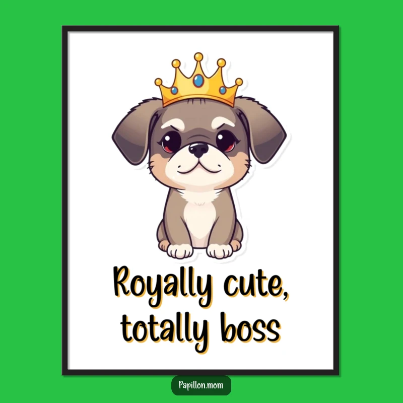 Free Printable Wall Art: Regal Dog Crown, Funny Downloadable Decor