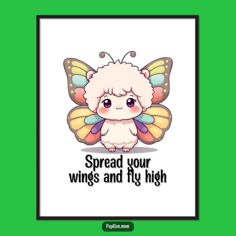 Funny Free Printable Wall Art: Fluffy Butterfly Wings, Downloadable Whimsical Decor