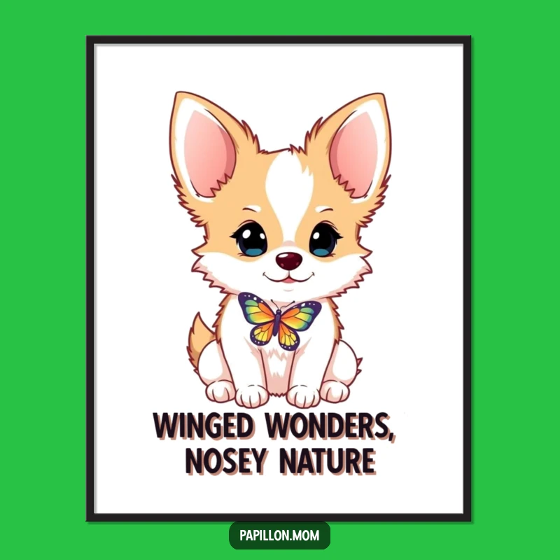 Funny Free Printable Wall Art: Papillon Dog Butterfly Balance - Whimsical Downloadable Art