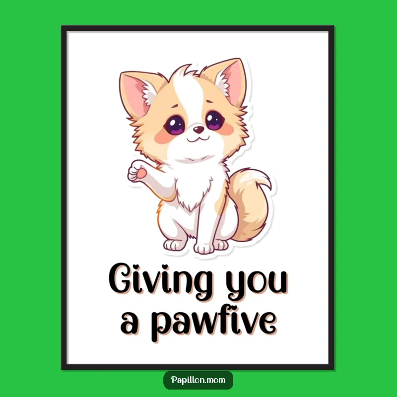 Free Printable Wall Art: Playful Papillon Paw, Whimsical Dog Decor Download!
