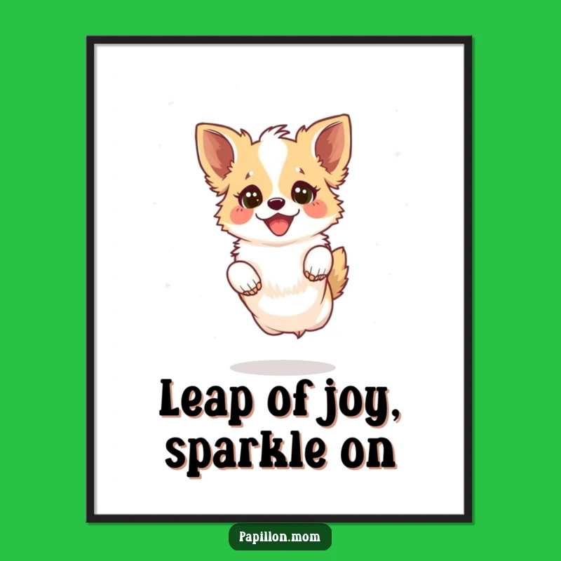 Free Printable Wall Art: Funny Kawaii Papillon Dog, Cute Downloadable Decor!