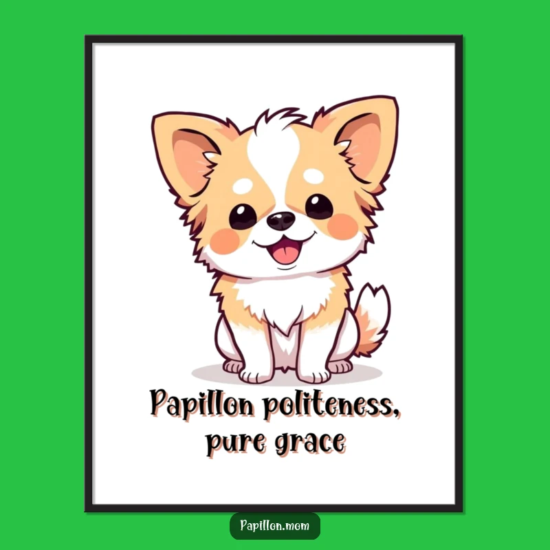 Free Printable Wall Art Funny Papillon Dog Curtsy - Downloadable Art Gift