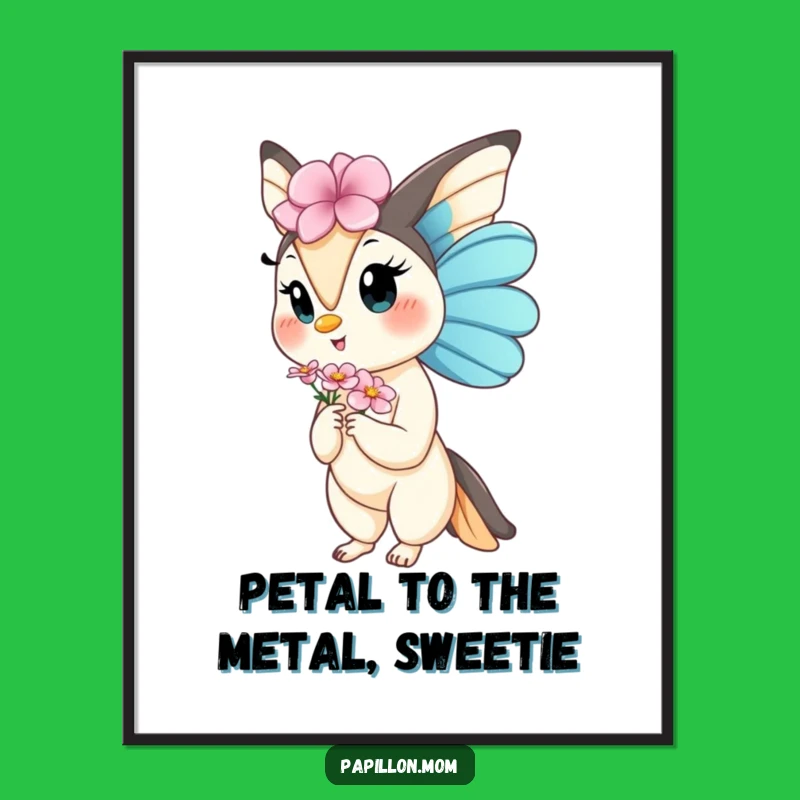 Free Printable Kawaii Papillon Wall Art: Gentle Bloom Downloadable Decor