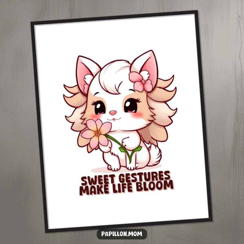 Funny Free Printable Papillon Lady Wall Art, offering a delicate flower with a gentle smile, a sweet piece.