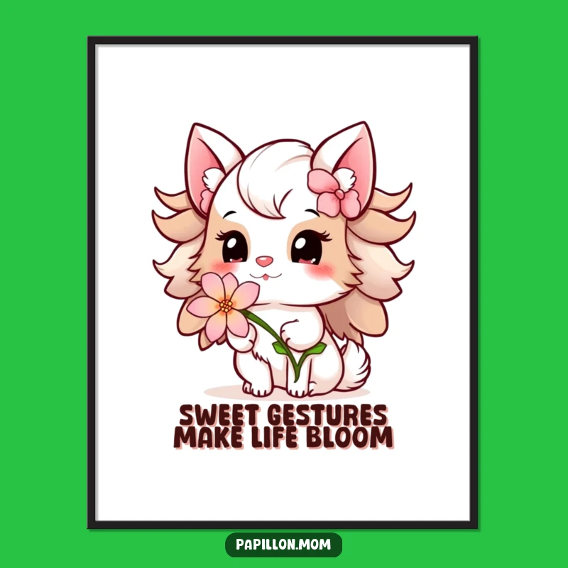 Free Printable Papillon Flower Wall Art: Gentle Downloadable Art