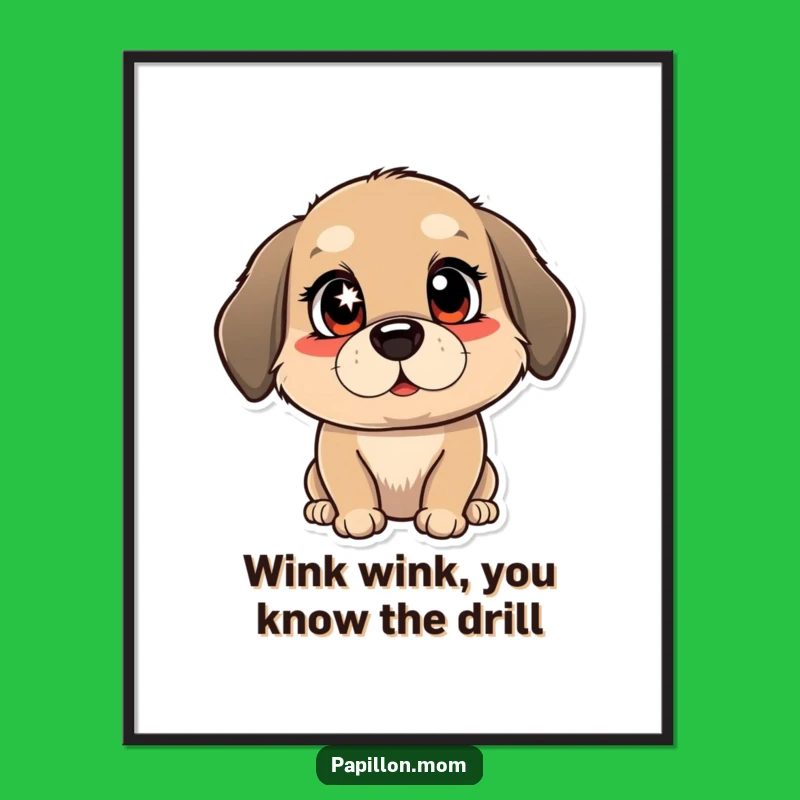 Free Printable Wall Art: Winking Dog, Humorous Downloadable Art with Flair