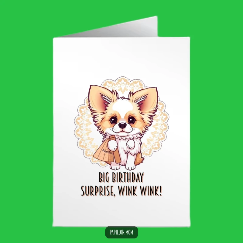 Free Printable Birthday Card Papillon Dog Lace Fan - Funny Downloadable Gift