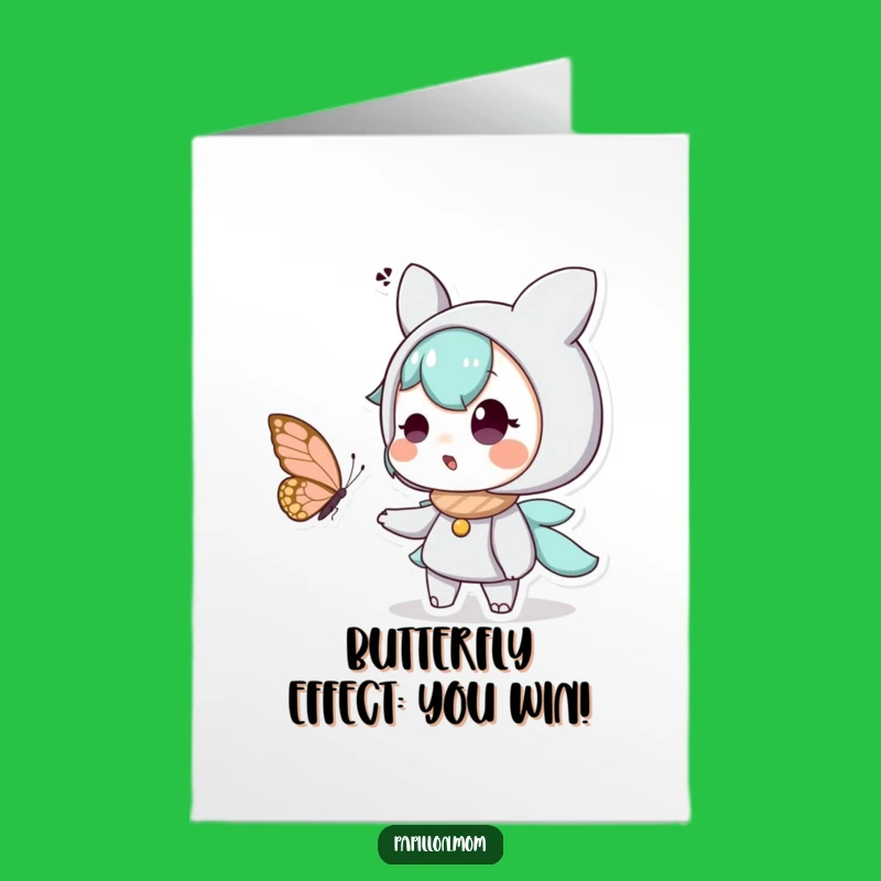 Free Printable Funny Birthday Card: Surprised Character Butterfly Delight Downloadable Gift