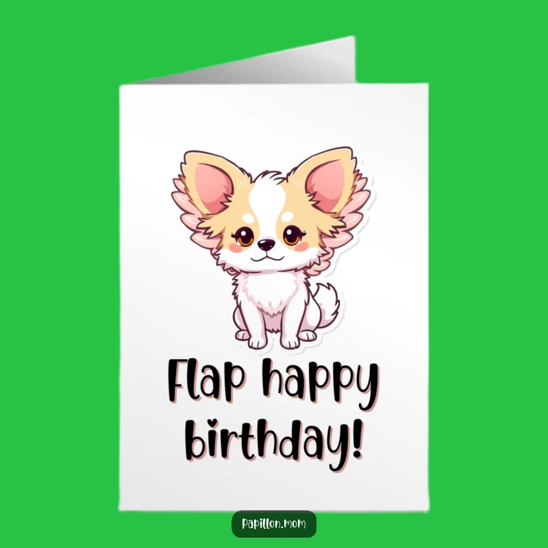 Free Printable Birthday Card: Papillon Dog with Wings - Whimsical Downloadable Gift