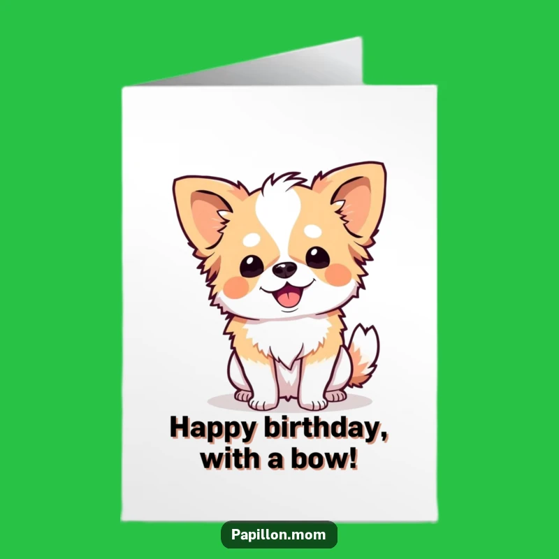 Free Printable Birthday Card Funny Papillon Dog Curtsy - Downloadable Gift