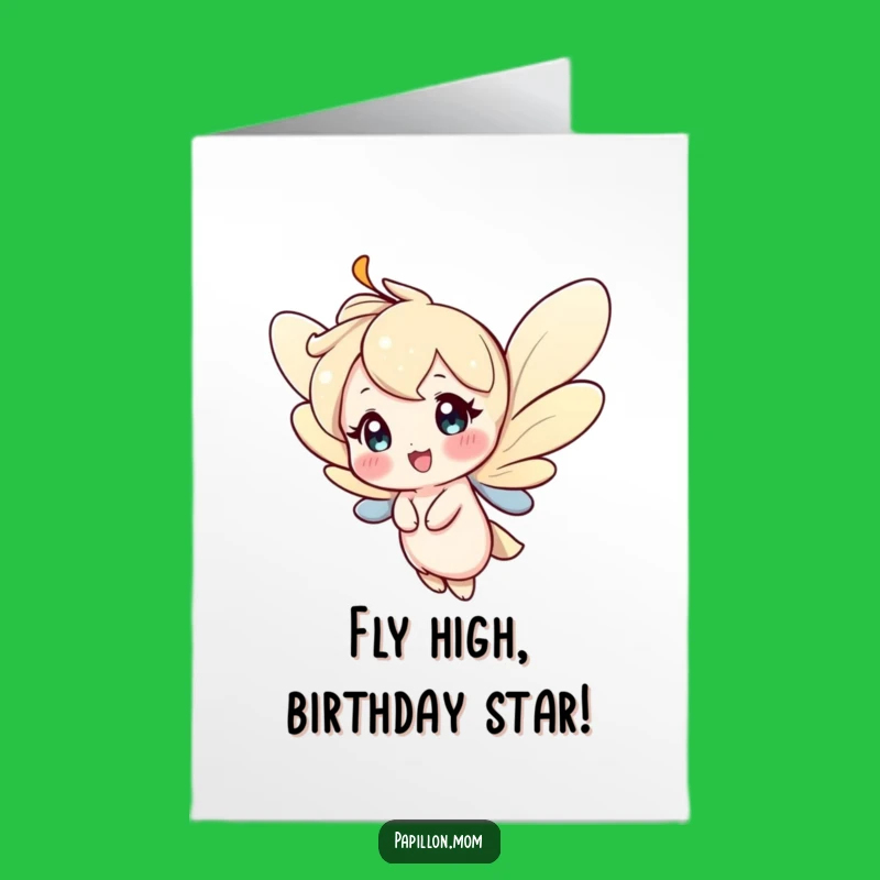 Free Printable Birthday Card: Happy Fluttering Character, Funny Downloadable Greeting for a Joyful Celebration