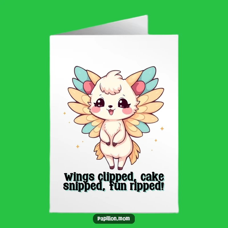 Free Printable Papillon Lady Birthday Card: Funny Downloadable Gift for Her