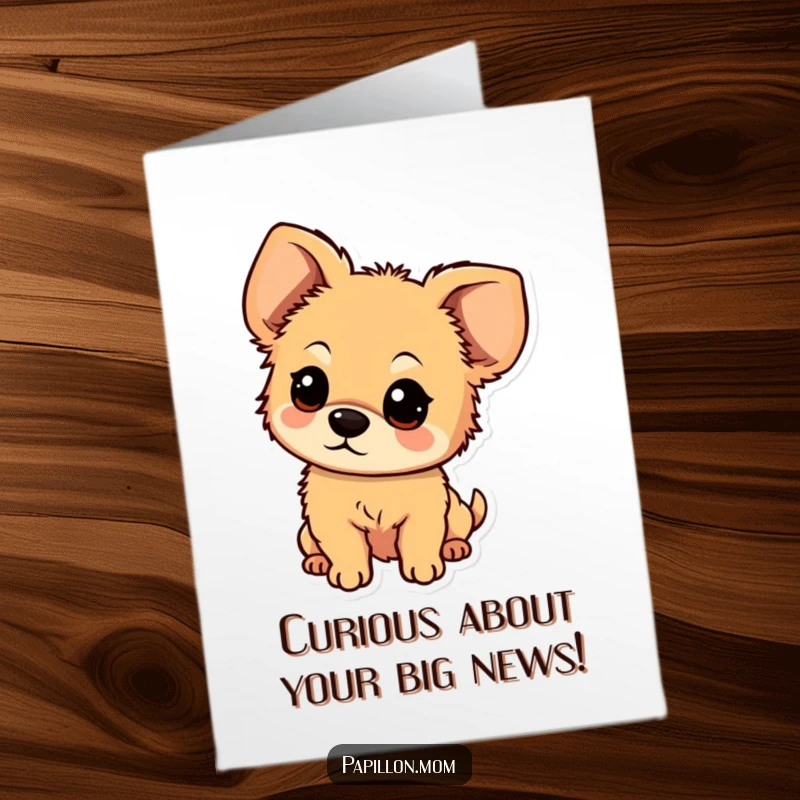 Funny Free Printable Congratulations Card: A small, fluffy dog with large, floppy ears, peering with curiosity.