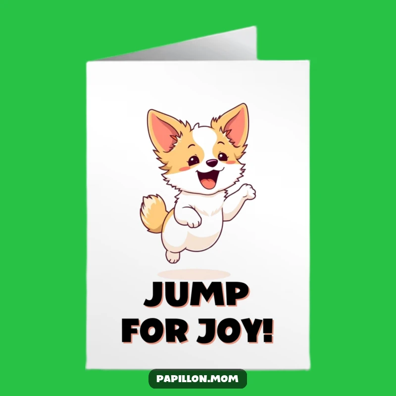 Free Printable Congrats Card: Papillon Dog's Victory Leap - Funny