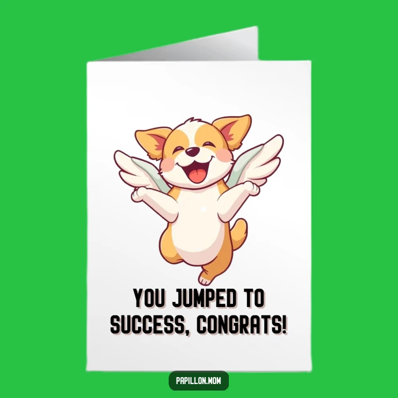 Free Printable Congrats Card: Winged Dog Leap, Uplifting Downloadable for Success