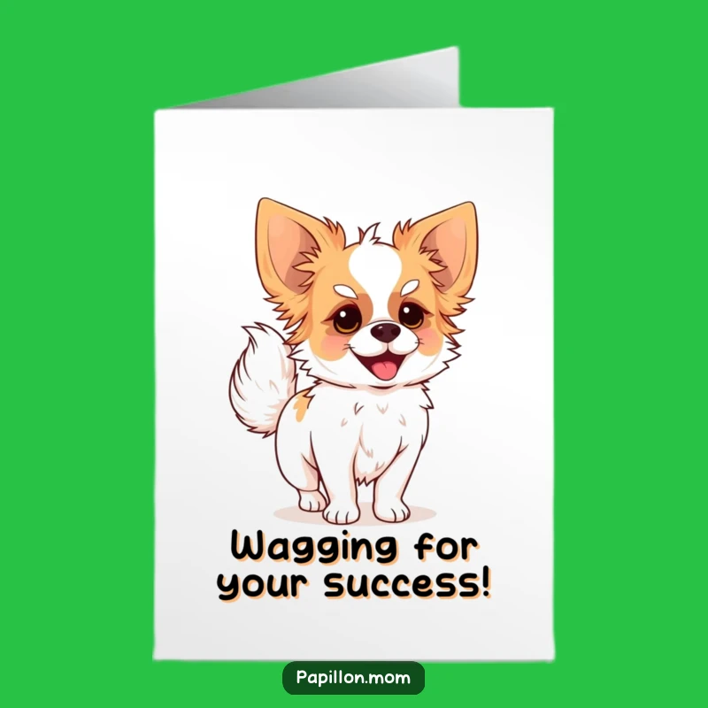 Free Printable Congratulations Card: Papillon Wagging Tail for a Cheerful Greeting