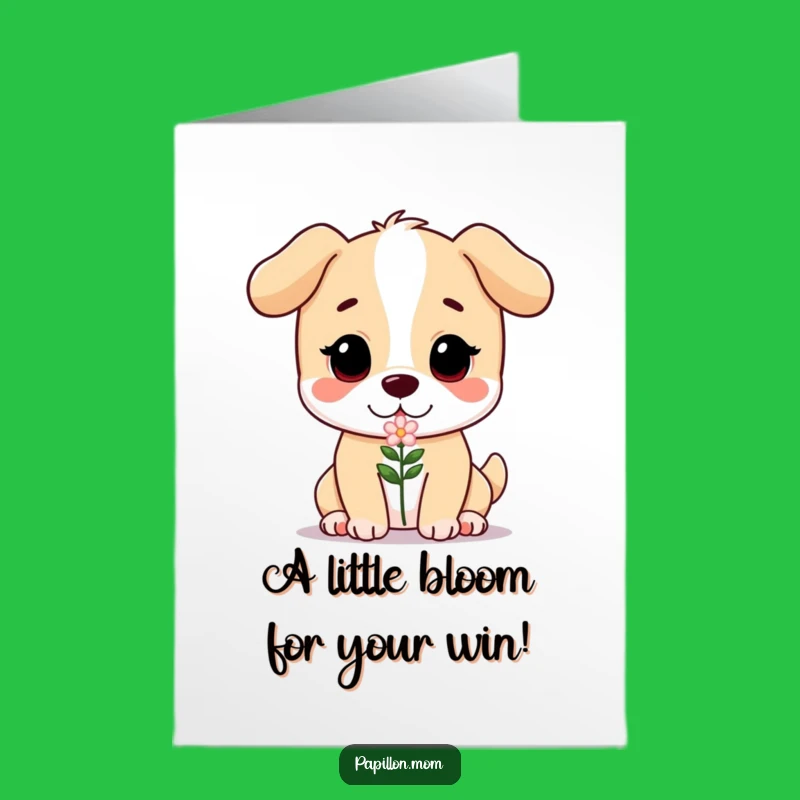 Free Printable Dog Congratulations Card: Flower of Joy, Humorous Downloadable Gift for Celebrations!