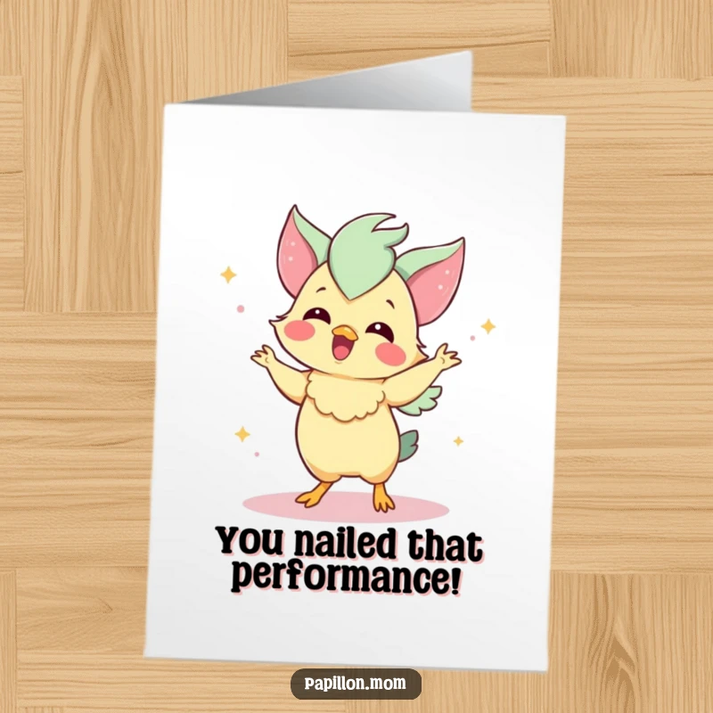 Funny Free Printable Papillon Congratulations Card: Happy dog doing a charming little dance.