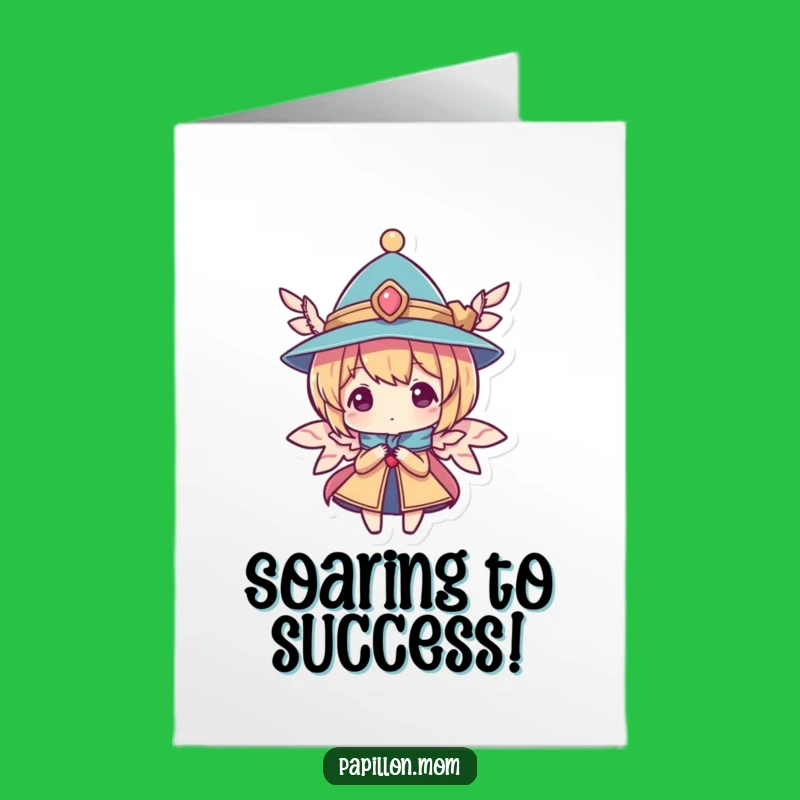 Free Printable Congratulations Card: Hat & Wings Character, Funny Downloadable for Stylish Success