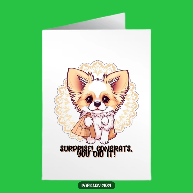 Free Printable Congrats Card Papillon Dog Lace Fan - Funny Downloadable Gift