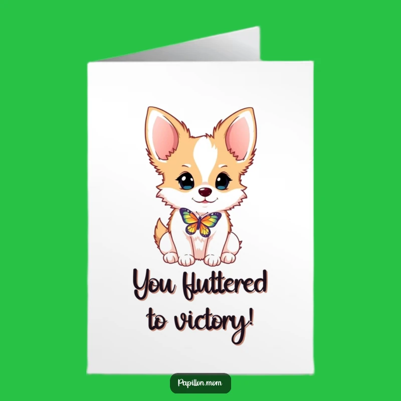 Free Printable Congrats Card: Papillon Dog & Butterfly Balance - Funny Downloadable Gift